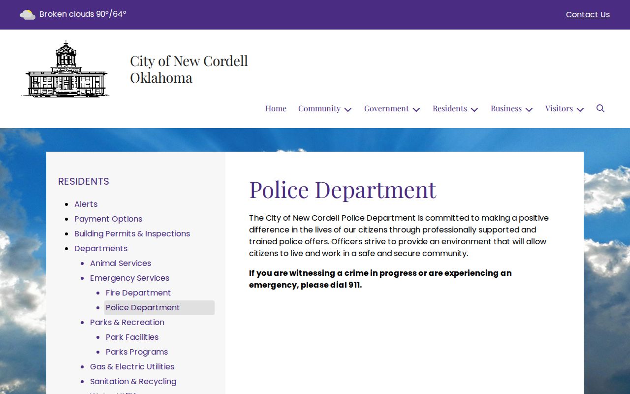 Washita County New Cordell warrant search police page