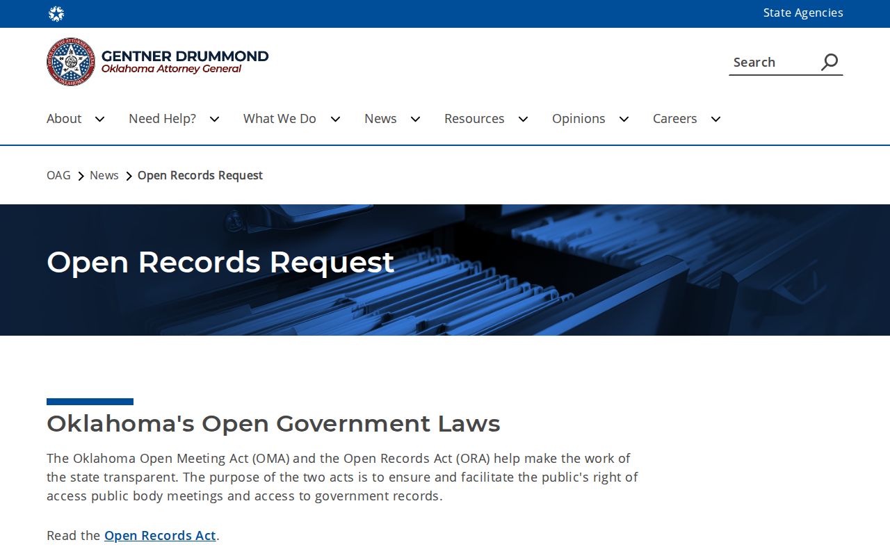 Washita County warrant records Oklahoma open records guidance