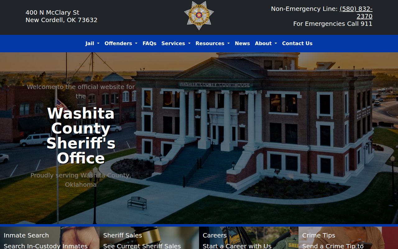 Washita County warrant records sheriff service page